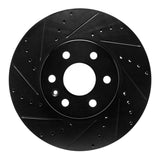 R1 Concepts 21-22 Chevrolet Colorado Front Left Drilled & Slotted Black Brake Rotor