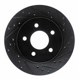 R1 Concepts 82-90 Ford Mustang Rear Right Drilled & Slotted Black Brake Rotor