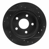 R1 Concepts 93-98 Ford Thunderbird Rear Left Drilled & Slotted Black Brake Rotor