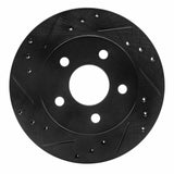 R1 Concepts 93-98 Ford Thunderbird Rear Left Drilled & Slotted Black Brake Rotor