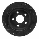 R1 Concepts 93-98 Ford Thunderbird Rear Right Drilled & Slotted Black Brake Rotor