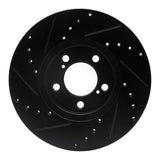 R1 Concepts 93-07 Ford Taurus (Excl SHO) Front Right Drilled & Slotted Black Brake Rotor