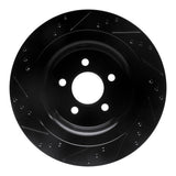 R1 Concepts 15-23 Ford Mustang Rear Right Drilled & Slotted Black Brake Rotor
