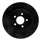 R1 Concepts 15-23 Ford Mustang Rear Right Drilled & Slotted Black Brake Rotor