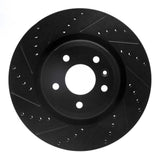 R1 Concepts 11-19 Ford Flex Front Left Drilled & Slotted Black Brake Rotor
