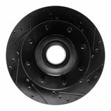 R1 Concepts 80-85 Ford E-250 Econoline Club Wagon Front Right Drilled & Slotted Black Brake Rotor