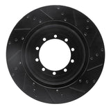 R1 Concepts 99-20 Winnebago Sunova Rear Left Drilled & Slotted Black Brake Rotor