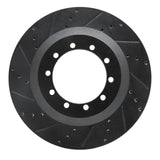 R1 Concepts 99-20 Winnebago Sunova Rear Left Drilled & Slotted Black Brake Rotor