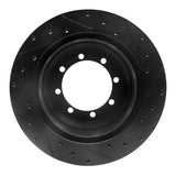 R1 Concepts 99-04 Ford F-350 Super Duty 2WD Rear Left Drilled & Slotted Black Brake Rotor
