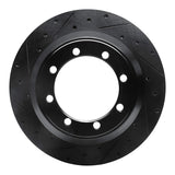 R1 Concepts 99-04 Ford F-350 Super Duty 2WD Rear Left Drilled & Slotted Black Brake Rotor