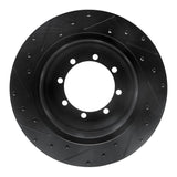 R1 Concepts 99-04 Ford F-350 Super Duty 4WD Rear Right Drilled & Slotted Black Brake Rotor