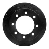 R1 Concepts 99-07 Ford E-150 Econoline Rear Right Drilled & Slotted Black Brake Rotor