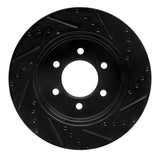 R1 Concepts 99-07 Ford E-350 Econoline Club Wagon Rear Left Drilled & Slotted Black Brake Rotor