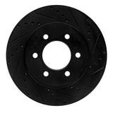R1 Concepts 99-07 Ford E-350 Econoline Club Wagon Rear Right Drilled & Slotted Black Brake Rotor