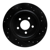 R1 Concepts 20-25 Ford Mustang Rear Left Drilled & Slotted Black Brake Rotor