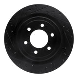 R1 Concepts 21-25 Ford F-150 4WD Rear Left Drilled & Slotted Black Brake Rotor