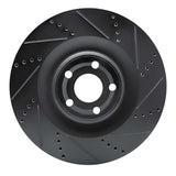 R1 Concepts 21-25 Ford Mustang Mach-E Front Right Drilled & Slotted Black Brake Rotor