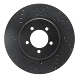 R1 Concepts 03-05 Lincoln AVIATOR Front Left Drilled & Slotted Black Brake Rotor