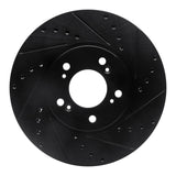 R1 Concepts 99-04 Acura RL Front Right Drilled & Slotted Black Brake Rotor