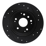 R1 Concepts 99-11 Acura TL Rear Left Drilled & Slotted Black Brake Rotor