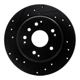 R1 Concepts 99-11 Acura TL Rear Left Drilled & Slotted Black Brake Rotor