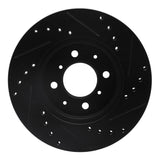 R1 Concepts 90-17 Acura EL Front Left Drilled & Slotted Black Brake Rotor
