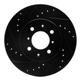 R1 Concepts 90-17 Acura EL Front Left Drilled & Slotted Black Brake Rotor