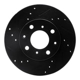 R1 Concepts 90-00 Honda Civic Wagon Front Left Drilled & Slotted Black Brake Rotor by R1 Concepts RNC-633-59018L