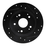 R1 Concepts 97-06 Acura RSX Rear Left Drilled & Slotted Black Brake Rotor