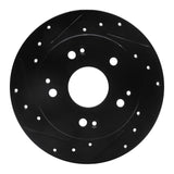 R1 Concepts 97-06 Acura RSX Rear Left Drilled & Slotted Black Brake Rotor