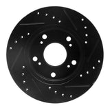 R1 Concepts 02-15 Acura RSX Front Left Drilled & Slotted Black Brake Rotor