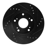R1 Concepts 12-15 Acura ILX Front Left Drilled & Slotted Black Brake Rotor