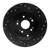 R1 Concepts 2005-2018 Acura RDX Rear Left Drilled & Slotted Black Brake Rotor by R1 Concepts RNC-633-59048L