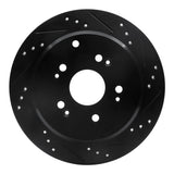 R1 Concepts 2005-2018 Acura RDX Rear Right Drilled & Slotted Black Brake Rotor by R1 Concepts RNC-633-59048R