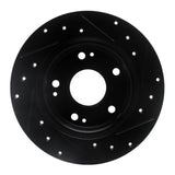 R1 Concepts 2016-2025 Honda Civic Coupe Rear Left Drilled & Slotted Black Brake Rotor