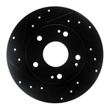 R1 Concepts 2016-2025 Honda Civic Coupe Rear Left Drilled & Slotted Black Brake Rotor