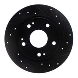 R1 Concepts 2016-2025 Honda Civic Hatchback Rear Right Drilled & Slotted Black Brake Rotor