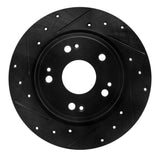R1 Concepts 16-16 Honda CR-Z Rear Left Drilled & Slotted Black Brake Rotor by R1 Concepts RNC-633-59060L