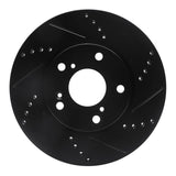 R1 Concepts 2016-2025 Honda Civic Coupe Front Right Drilled & Slotted Black Brake Rotor