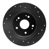 R1 Concepts 2016-2025 Honda Accord Sedan Rear Left Drilled & Slotted Black Brake Rotor