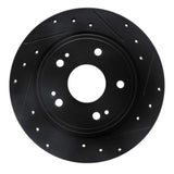 R1 Concepts 2016-2025 Honda HR-V Rear Right Drilled & Slotted Black Brake Rotor
