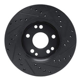 R1 Concepts 90-92 Mercedes-Benz 300TE Front Left Drilled & Slotted Black Brake Rotor