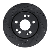 R1 Concepts 90-92 Mercedes-Benz 300TE Front Left Drilled & Slotted Black Brake Rotor