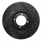 R1 Concepts 70-73 Nissan 240Z Front Left Drilled & Slotted Black Brake Rotor