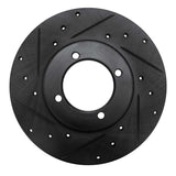 R1 Concepts 70-73 Nissan 240Z Front Left Drilled & Slotted Black Brake Rotor