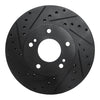 R1 Concepts 87-89 Nissan 300ZX Turbo Front Left Drilled & Slotted Black Brake Rotor