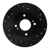 R1 Concepts 89-98 Nissan 240SX Rear Left Drilled & Slotted Black Brake Rotor