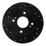 R1 Concepts 89-98 Nissan 240SX Rear Left Drilled & Slotted Black Brake Rotor