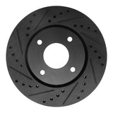 R1 Concepts 07-14 Nissan Sentra Front Left Drilled & Slotted Black Brake Rotor by R1 Concepts RNC-633-67056L