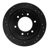 R1 Concepts 88-95 Nissan Pathfinder Rear Left Drilled & Slotted Black Brake Rotor